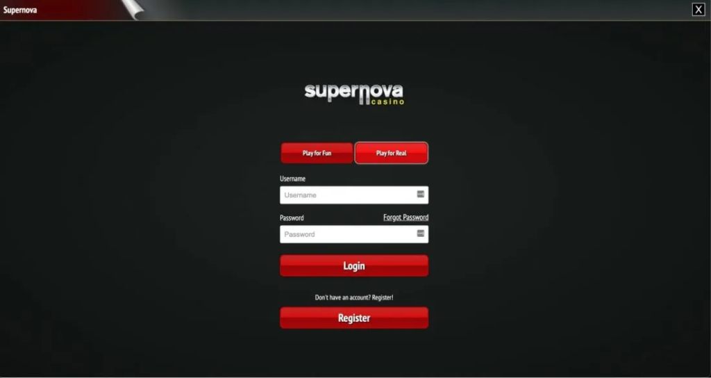 Supernova casino login - login menu